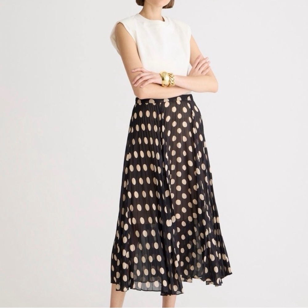 J. Crew Gwyneth Midi Skirt with Cream Polka Dots